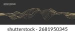 Contour mountain landscape. Waved line art. Abstract minimal topographic map. Contour lines with elevations and terrain depth. Vector illustration.