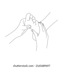 contour movements during foot massage, basic foot massage movements, vector illustration of spa treatments for foot health