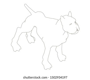 The contour of a muscular dog. The dog is ready. View isometric. Vector illustration.