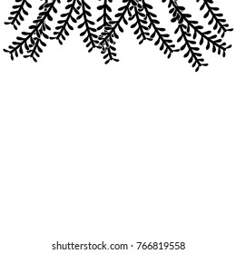 contour natural rustic branches with leaves design