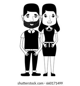 contour nice couple with hairstyle and casual clothes