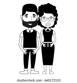 contour nice couple with hairstyle and casual clothes