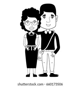 contour nice couple with hairstyle and casual clothes