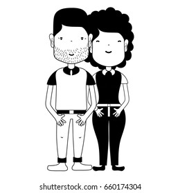 contour nice couple with hairstyle and casual clothes
