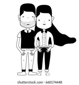 contour nice couple with hairstyle and casual clothes