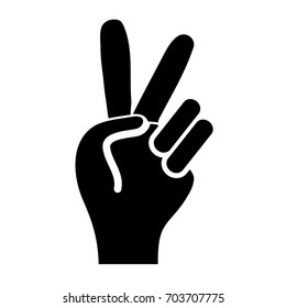 contour nice hand with peace and love symbol