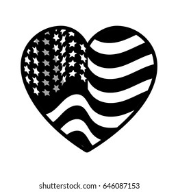 contour nice heart with usa flag inside