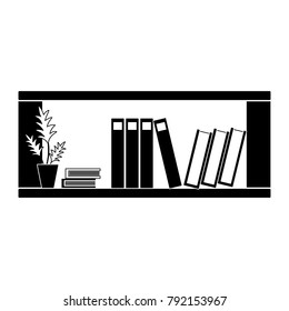 contour office shelf with plants and folders document