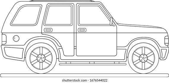 Contour of an off-road car in vector on a white background