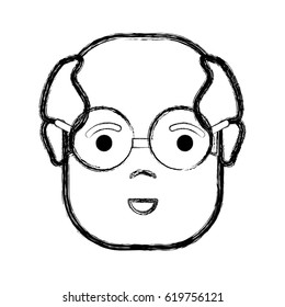 contour old face man with glasses and surprised expression