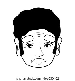 contour old man face with moustache and hairstyle