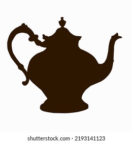 The contour of an old pot-bellied teapot. Vector illustration.
