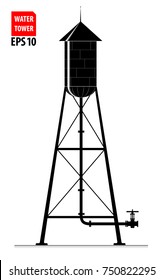 The contour of the old water tower in the United States. Black and white.