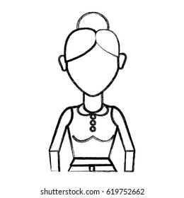 contour old woman with hairstyle and casual cloth