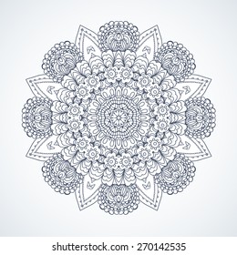Contour openwork pattern round. Vector illustration. Illustration for greeting cards, invitations, and other printing projects.