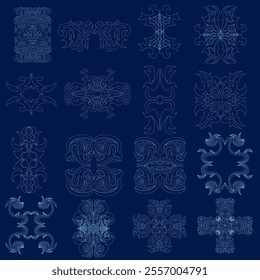 Contour Ornaments vector design set. Print able illustration ornaments design,