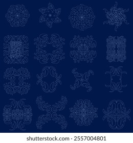 Contour Ornaments vector design set. Print able illustration ornaments design,