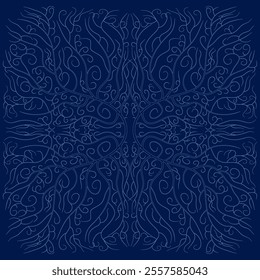 Contour of Ornate swirling floral motif vector illustration