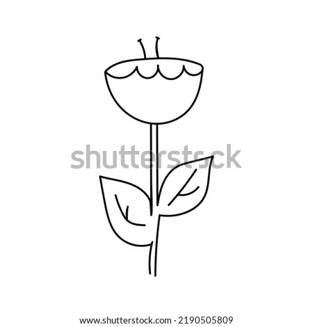 Contour of outlandish abstract flower. Hand drawn floral elements for design.Sketch drawing.