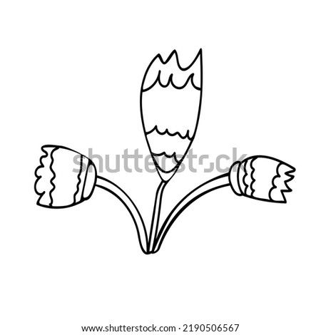 Contour of outlandish abstract flower. Hand drawn floral elements for design. Sketch drawing.