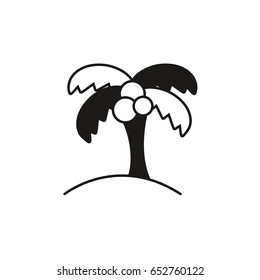 contour palm tree with coconuts and leaves