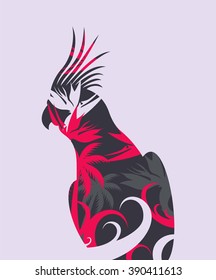contour parrot Corella inside palm red