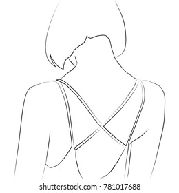 contour pattern of back and head of the girl with quads