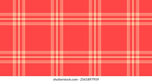 Contour pattern fabric tartan, commercial textile check seamless. Brand plaid texture background vector in red and salmon color.