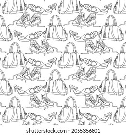 Contour pattern of shoes and bags.