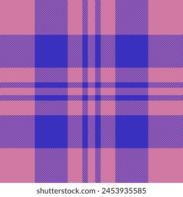 Contour pattern texture background, repeat seamless tartan plaid. Realistic check fabric vector textile in pink and indigo colors.
