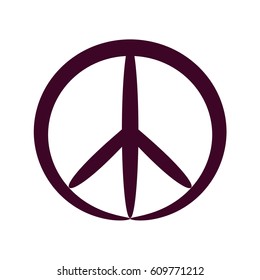 Contour peace symbol, isolated vector