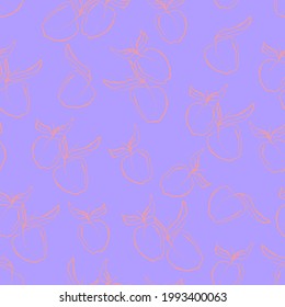 contour peaches nectarines with leaves fruits isolated print hand illustration vector seamless pattern