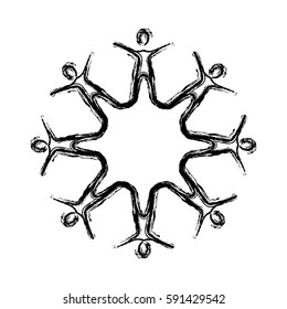 contour people making a star with their legs, vector illustraction design