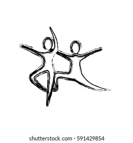 contour people practicing dancing icon, vector illustraction design