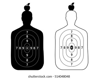 Contour People Target. Goal Shooting Set. The Man On The Head Apple.