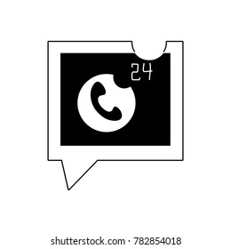 contour phone lost call sign inside square chat bubble