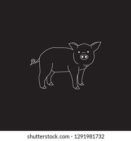 The contour of pigs, logo 2019, breast, animal, logo for animal company. Plum for a site, a project.