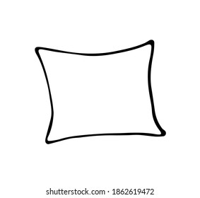 Contour pillow isolated on a white background. Vector hand-drawn illustration in Doodle style.