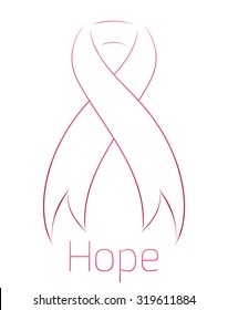 Contour of pink ribbon breast cancer awareness 