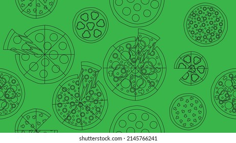 Contour Pizza With Topping Pattern Hollow Background Endless