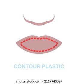Contour Plastic flat icon. Colored element sign from cosmetology collection. Flat Contour Plastic icon sign for web design, infographics and more.