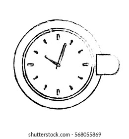 Contour plate with a chocolate clock inside, vector illustration icon