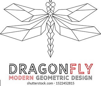 contour polygonal insect  abstract geometric dragonfly icon logo