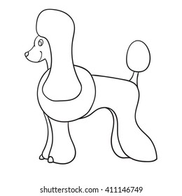 Contour poodle isolated on white background. Funny dog. Vector illustration. Eps 10. 