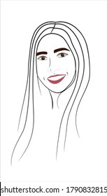 contour portrait of a girl with red lips