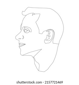 Retrato de contorno de un hombre. Ilustración vectorial. La cabeza de un adulto en perfil