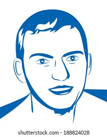 Contour portrait of a young cute guy