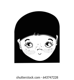 contour pretty girl face with hairstyle and expression
