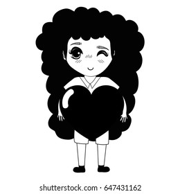 contour pretty girl with heart and casual wear
