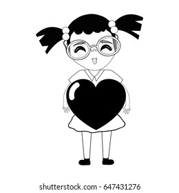 contour pretty girl with heart and glasses